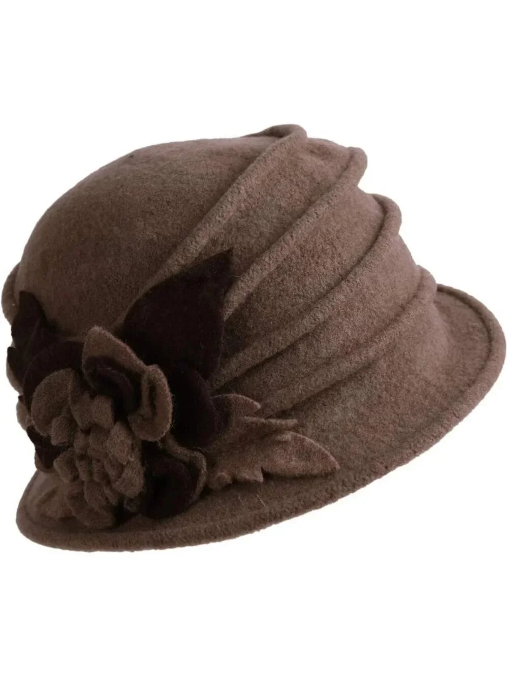 Chic Vintage Floral Wool Cloche Hat for Women - 1920s Winter Accessory